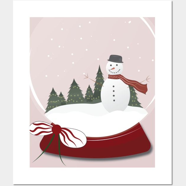 Snowman in a globe Wall Art by Art by Ergate